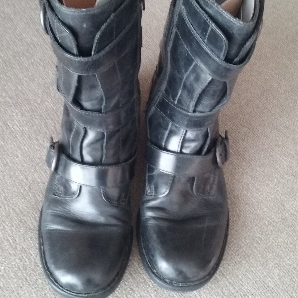 Born ALAMID Moto Boots - Black Burnished -Size 9